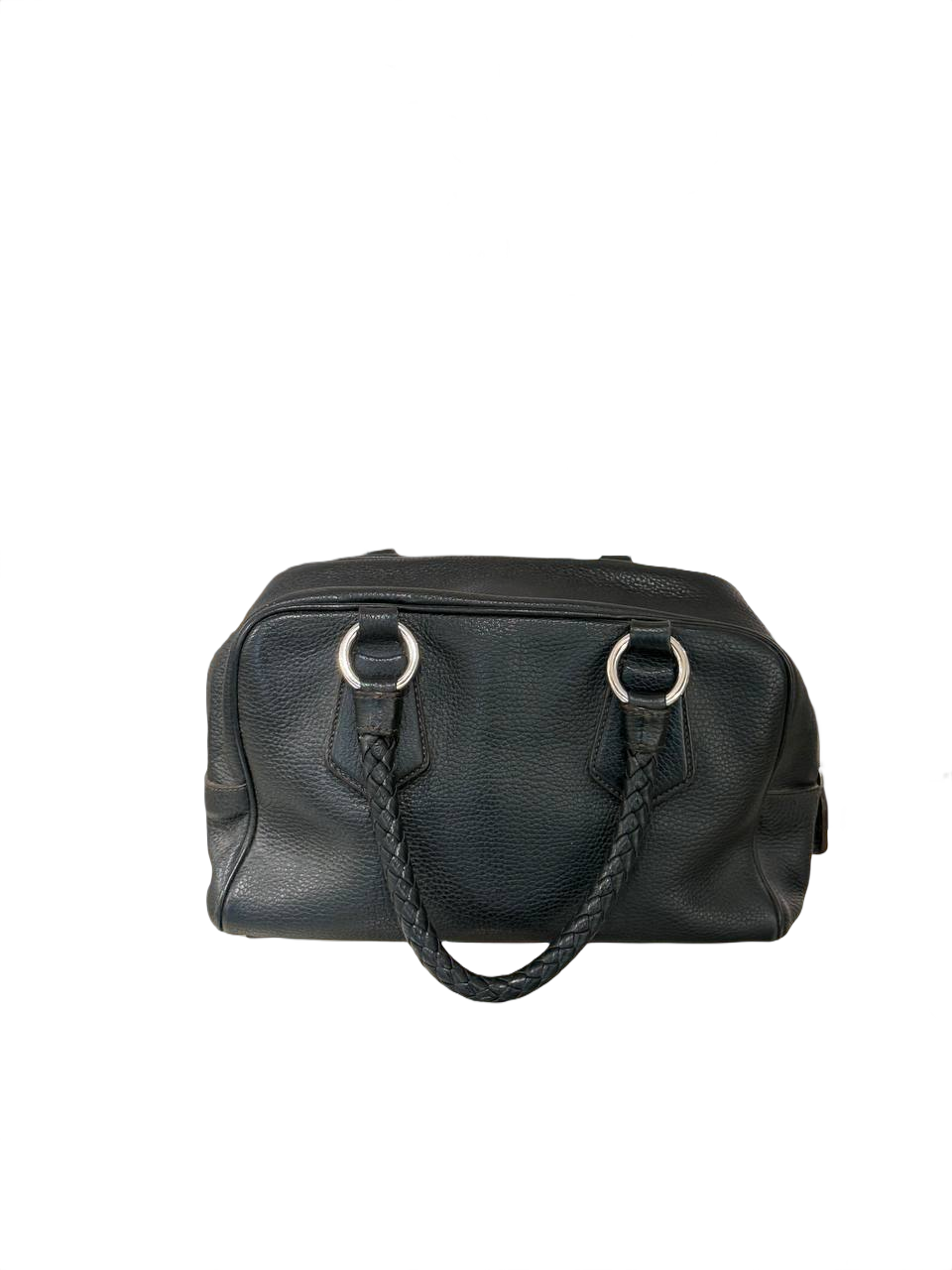 BORSA PRADA IN PELLE NERA MANICI INTRECCIATI