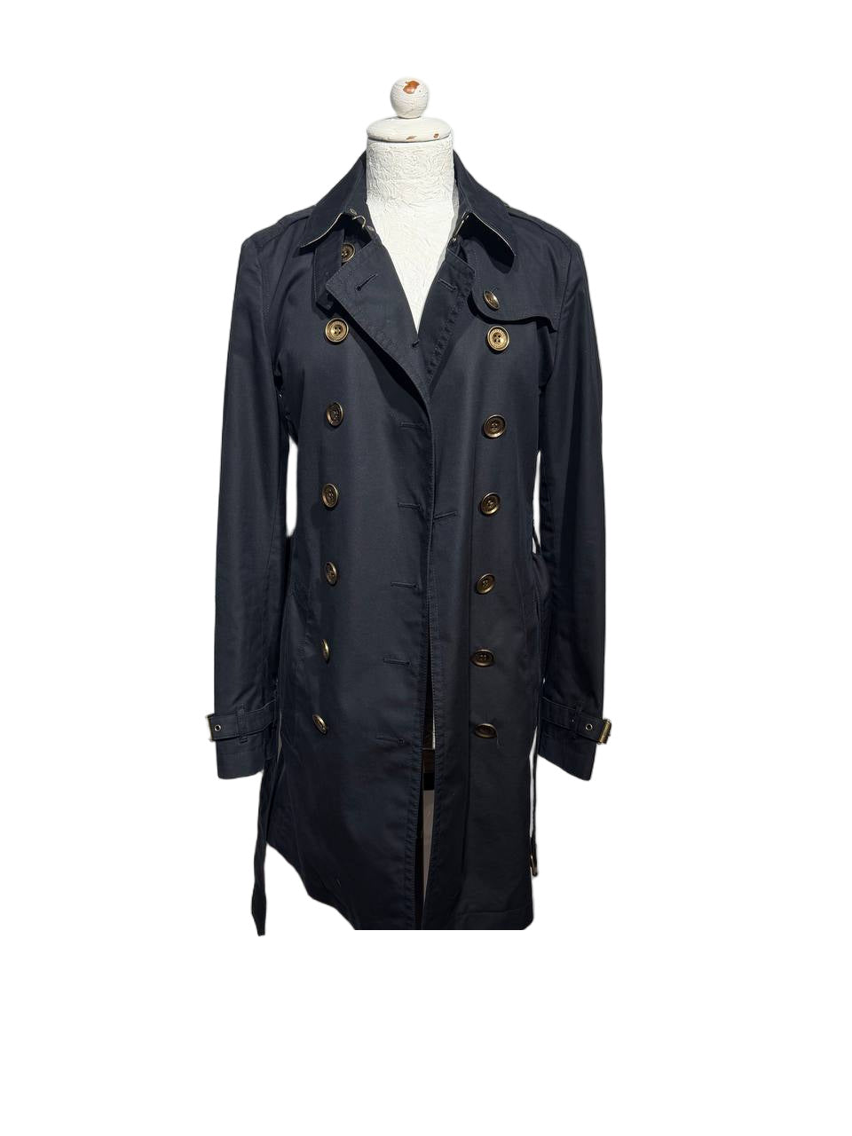 IMPERMEABILE BURBERRY DOPPIO PETTO NERO CON BOTTONI DORATI Tg 42