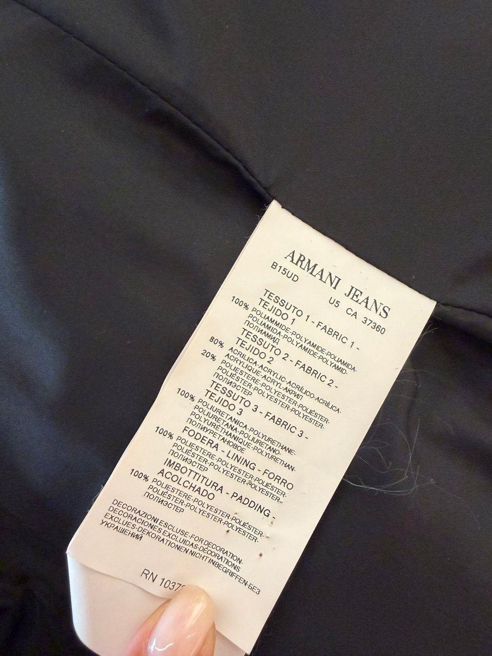 PIUMINO ARMANI JEANS NERO POIS VELLUTO Tg 42