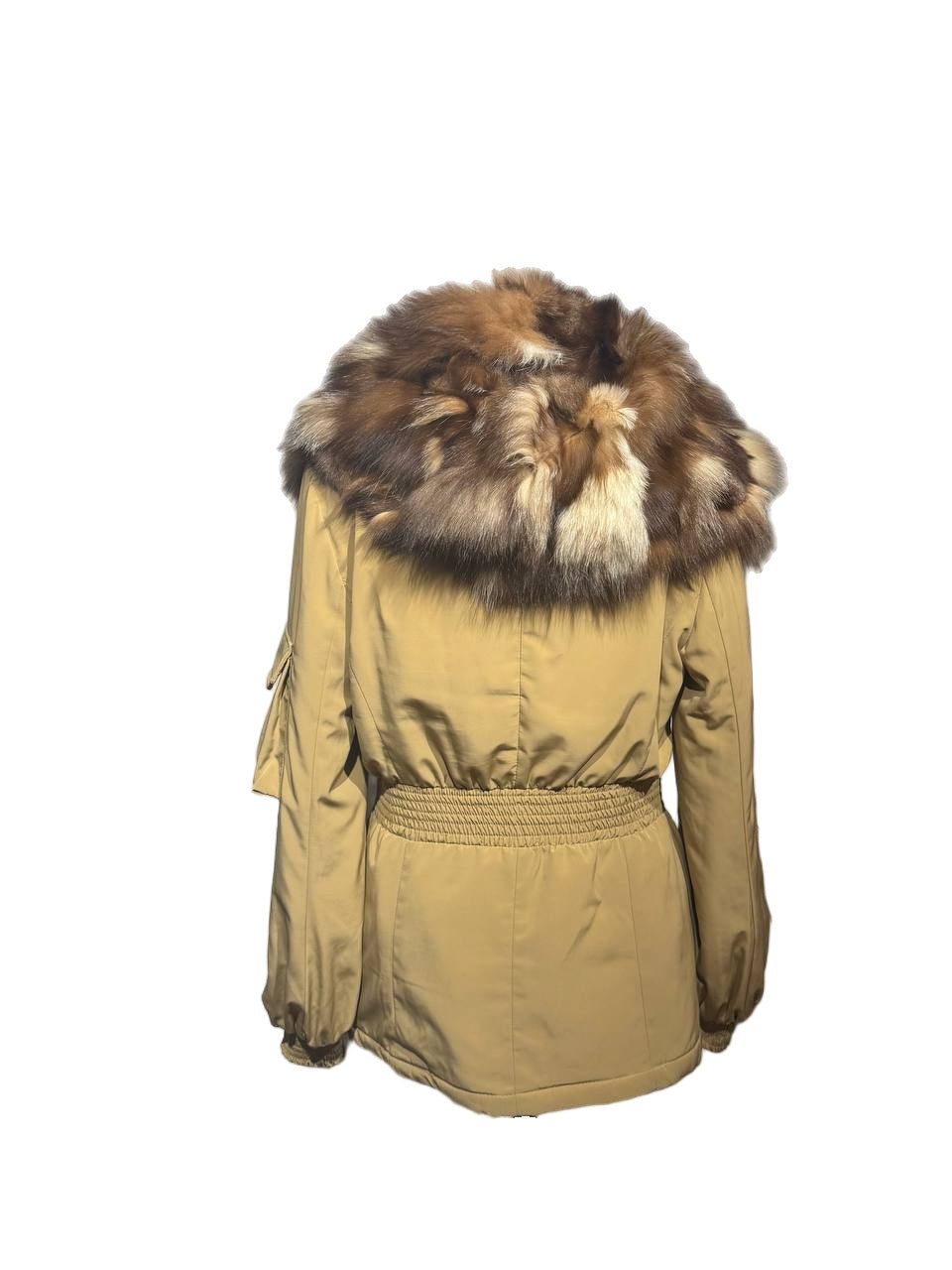 PIUMINO BEIGE MAZZI OVEREAR PELO VOLPE  Tg 44