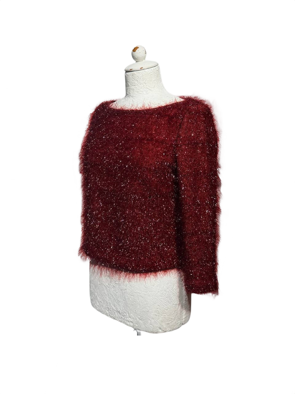 MAGLIA EYELASH GLITTER BORDEAUX Tg S