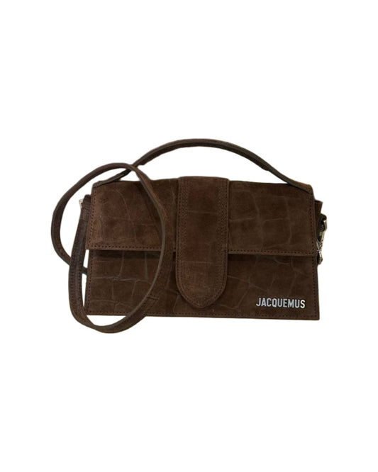 JACQUEMUS LE GRAND BAMBINO SUEDE STAMPA COCCO MARRONE