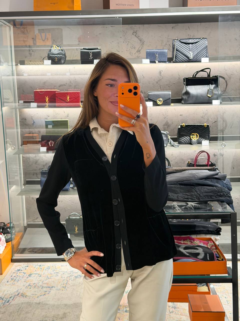 CARDIGAN ASPESI VELLUTO NERO BIMATERICO Tg 44