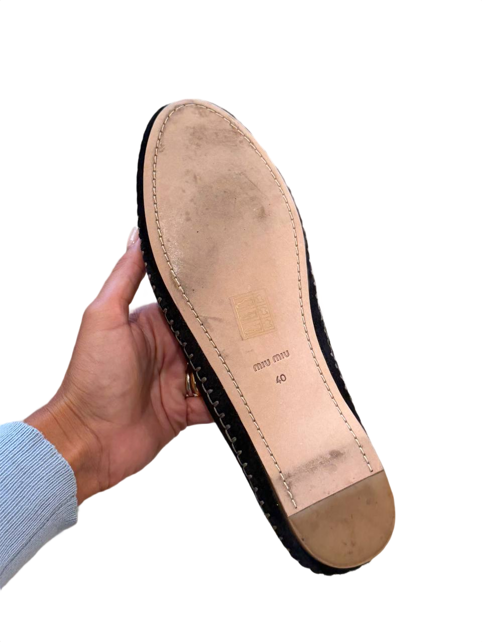 ESPADRILLAS MIUMIU SCAMOSCIATE CRISTALLI NERE Nr 40