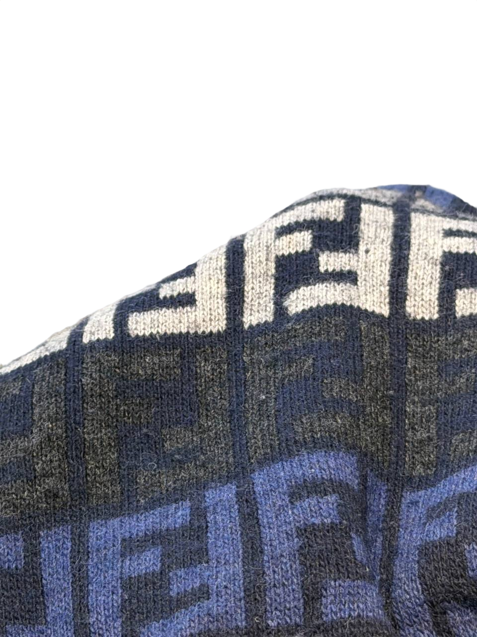 SCIARPA FENDI FF MONOGRAM BLU GRIGIO