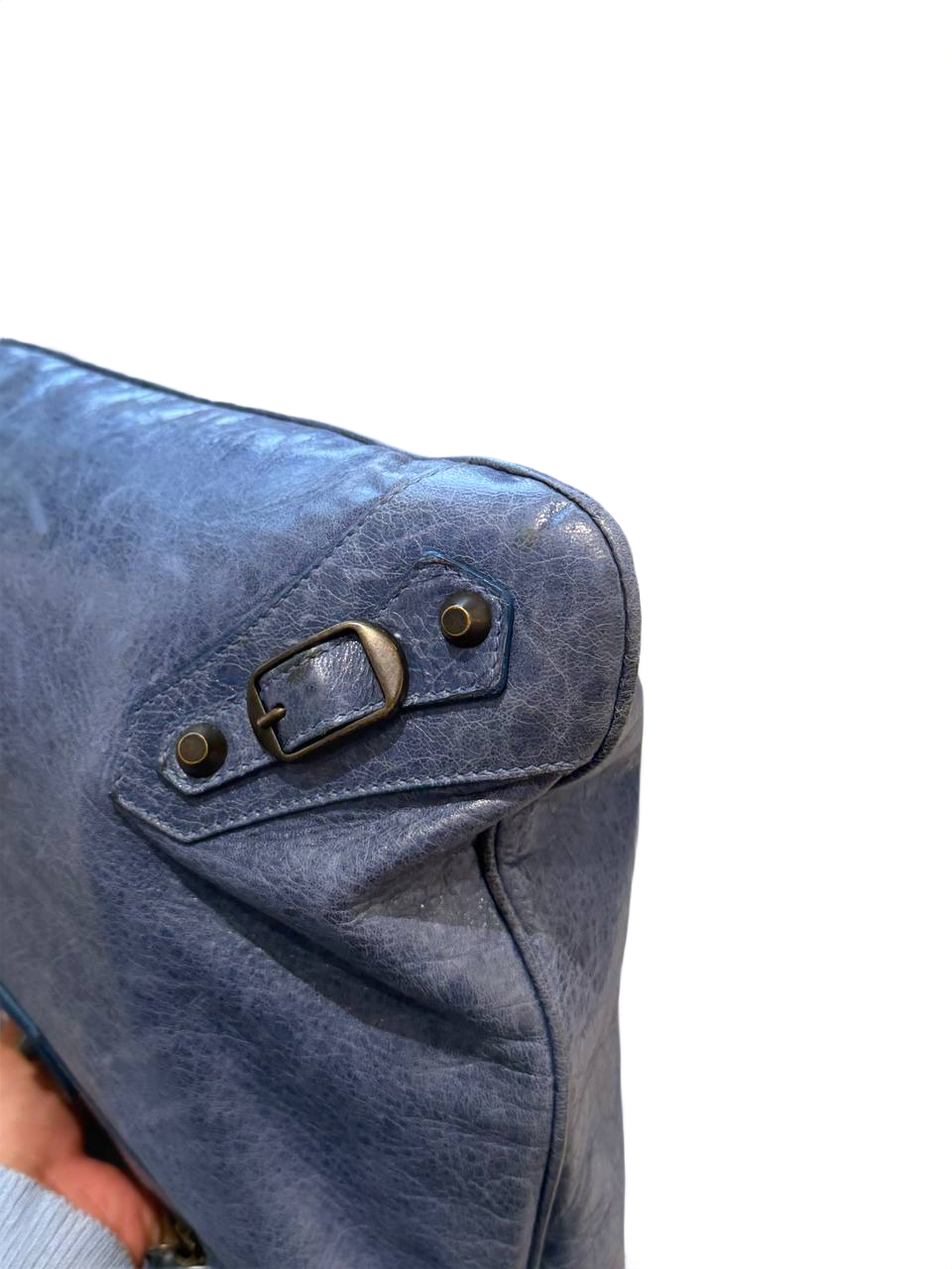 BORSA BALENCIAGA A TRACOLLA PELLE BLU JEANS