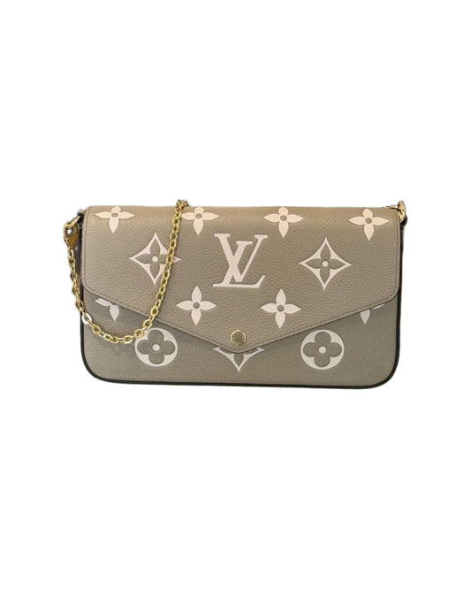 POCHETTE FÉLICIE LOUIS VUITTON TORTORA PELLE EMPREINTE
