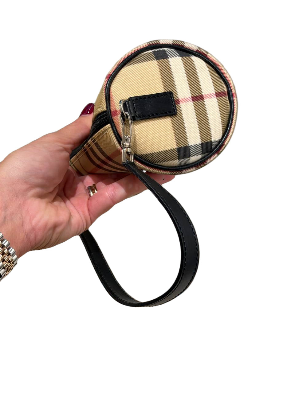 CILIDRO A MANO BURBERRY CHECK MANICO PELLE NERA