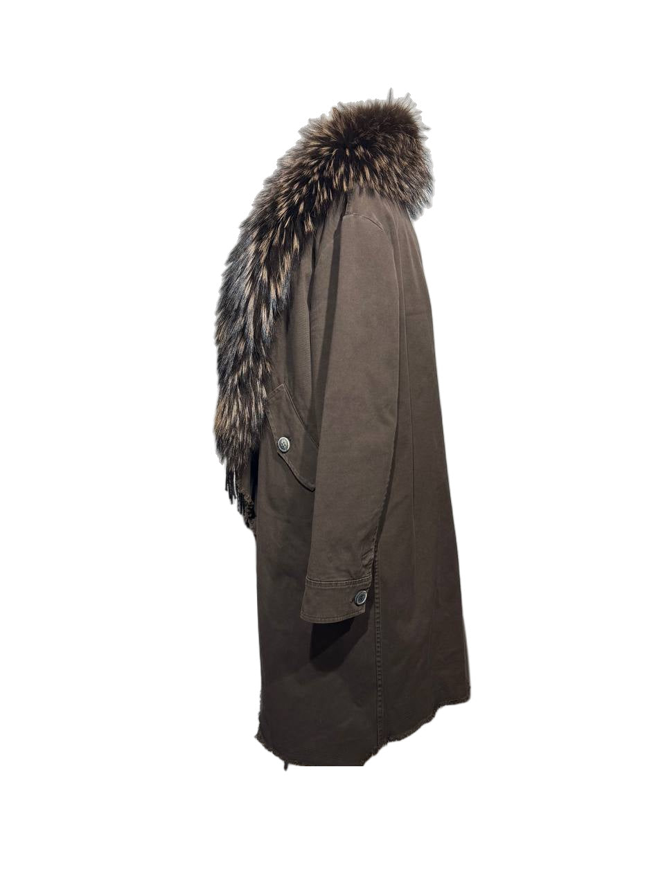 CAPPOTTO MARRONE DELUXE 2 PZ CON PELO VOLPE Tg 44