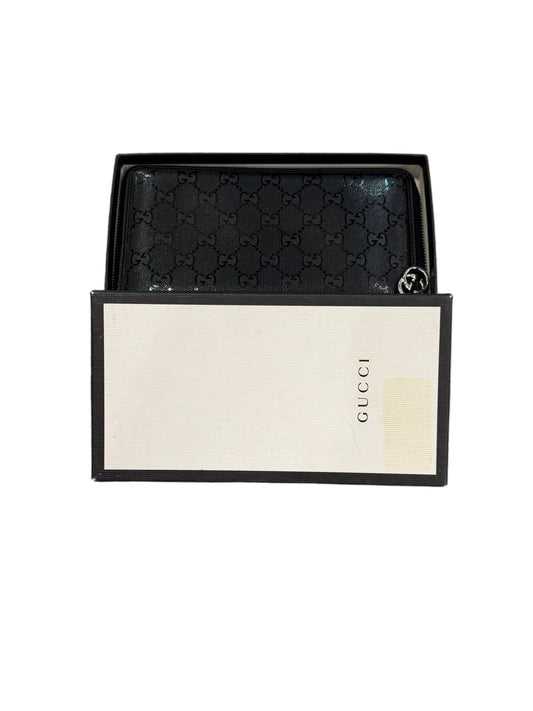 PORTAFOGLIO GUCCI ZIP AROUND GG NERO PVC