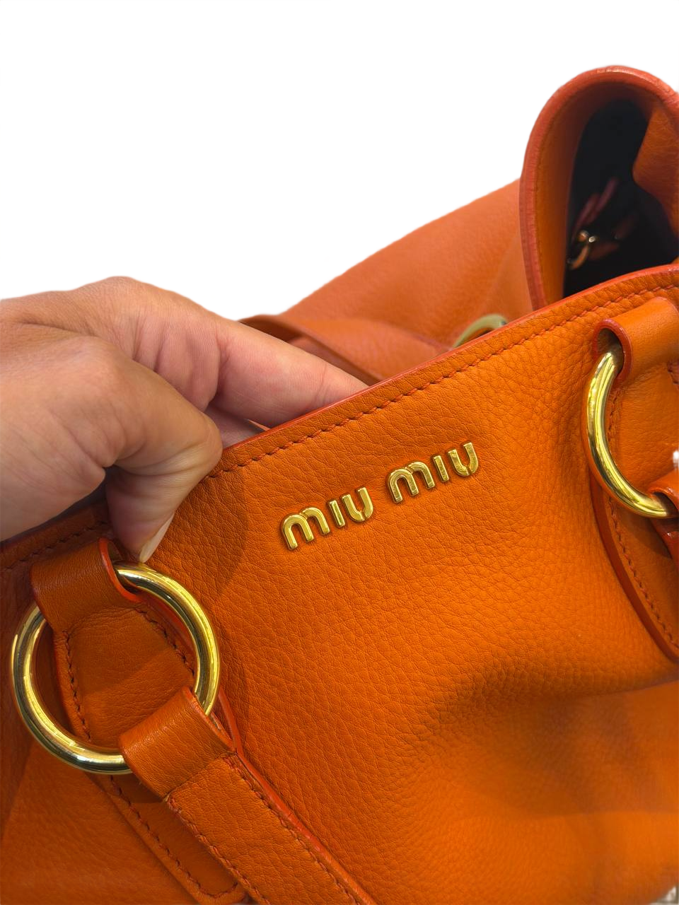 BORSA MIUMIU TOTE PELLE ARANCIONE