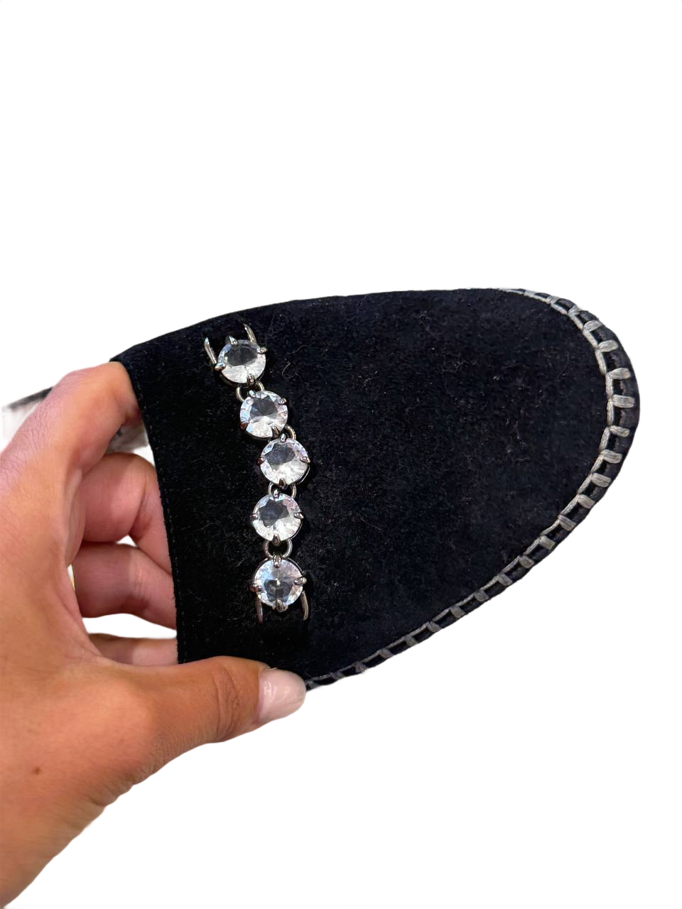 ESPADRILLAS MIUMIU SCAMOSCIATE CRISTALLI NERE Nr 40