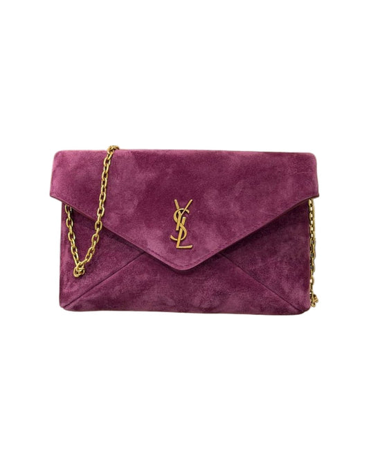 POCHETTE CASSANDRA SMALL SAINT LAURENT SUEDE PRUGNA