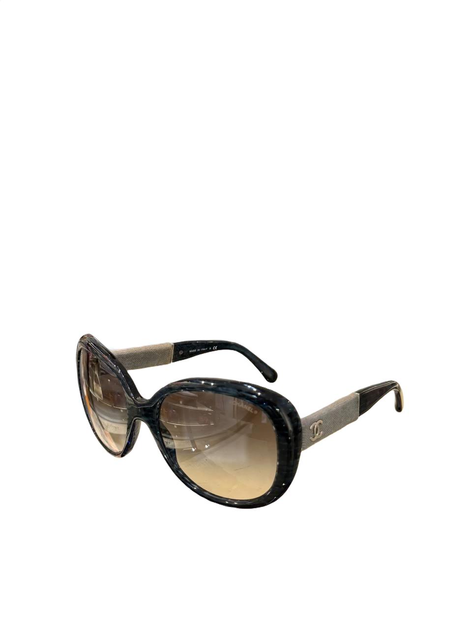 OCCHIALI CHANEL DA SOLE OVERSIZE BLU PETROLIO