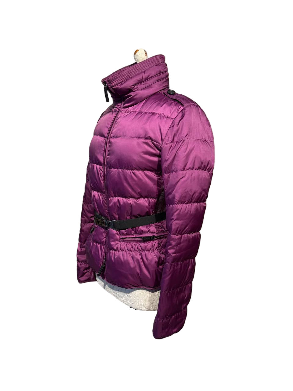 PIUMINO BURBERRY PRUGNA CON CINTURA Tg S