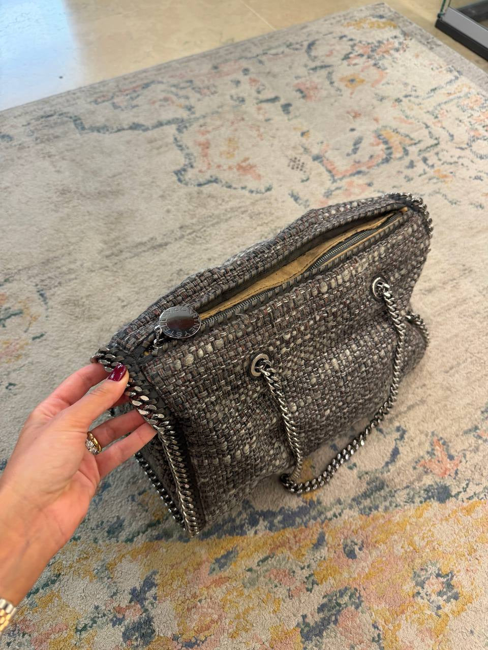 BORSA STELLA McCARTNEY FALABELLA TOTE TWEED GRIGIO
