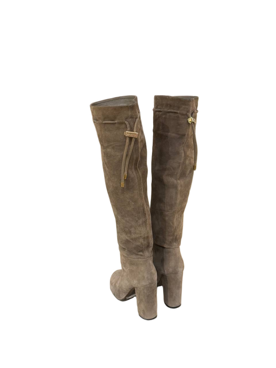 STIVALI LANVIN PARIS CAMOSCIO TORTORA CON TACCO Nr 38