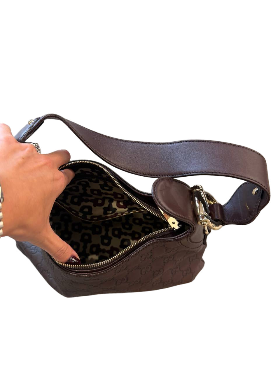 BORSA A SPALLA GUCCI GUCCISSIMA MARRONE
