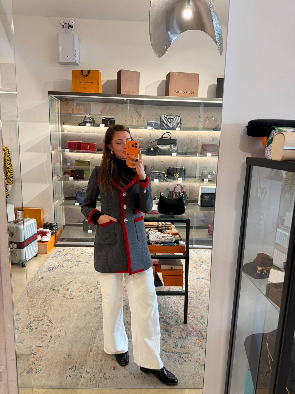 CAPPOTTO FAY  IN LANA VERGINE BORDI VELLUTO ROSSO Tg S
