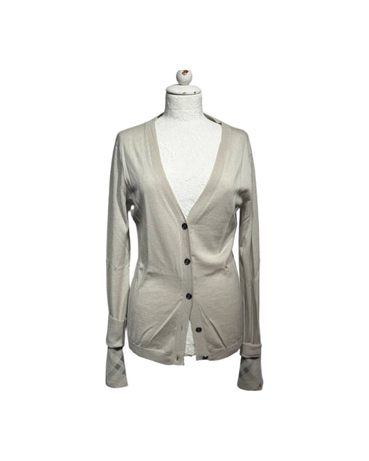 CARDIGAN BURBERRY LANA MERINO POLSINI CHECK Tg L