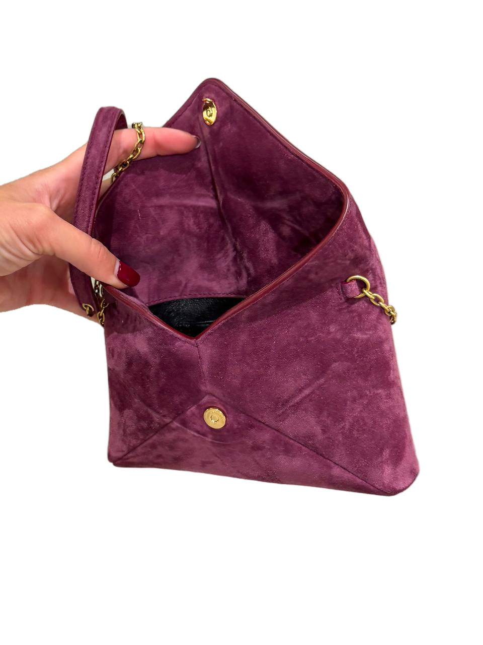 POCHETTE CASSANDRA SMALL SAINT LAURENT SUEDE PRUGNA