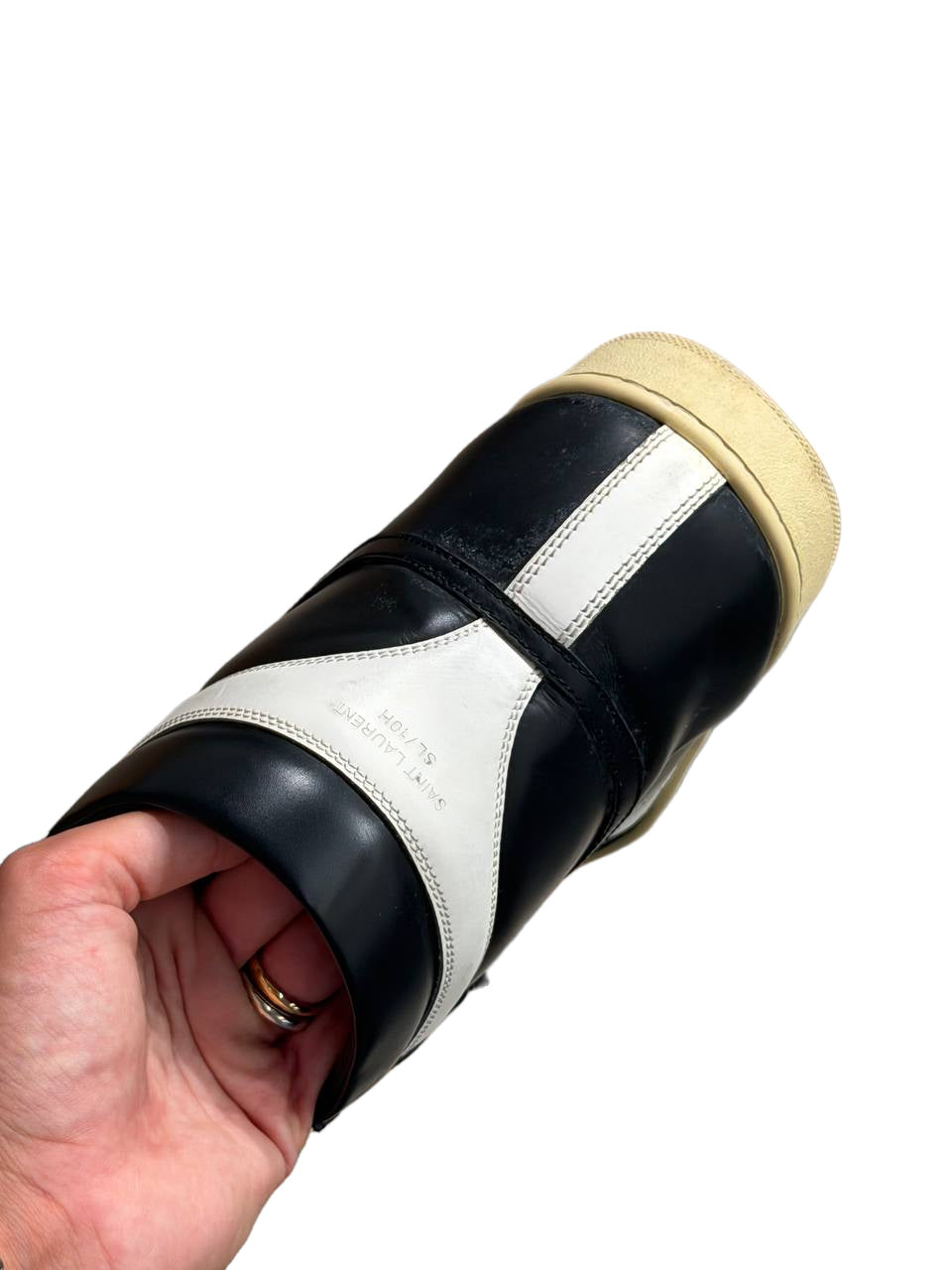SNEAKERS SAINT LAURENT SL/10H  ALTA BICOLOR BIANCO E NERO Nr 41.5