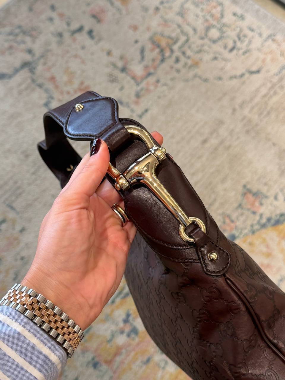 BORSA A SPALLA GUCCI GUCCISSIMA MARRONE