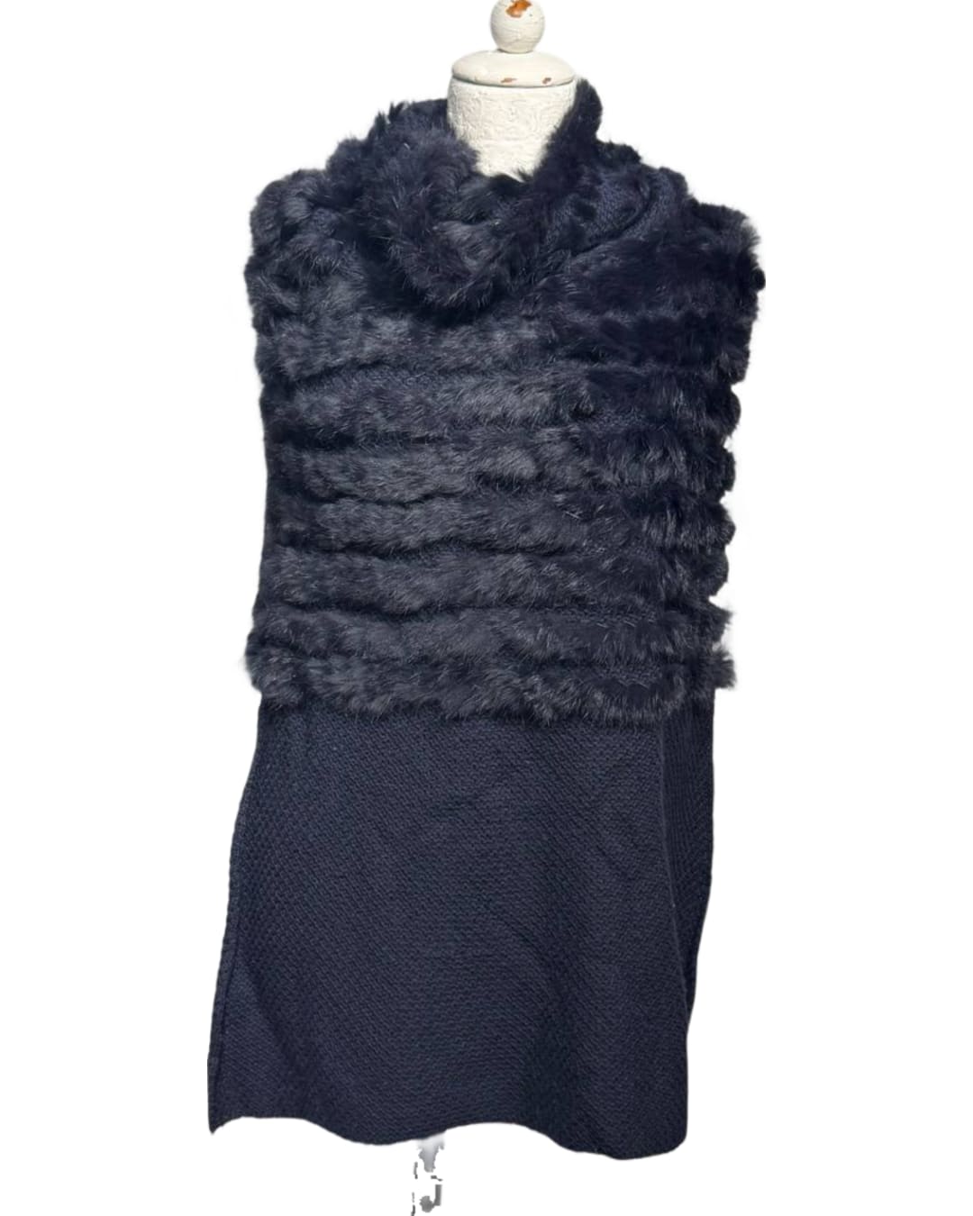 PONCHO LANA E LAPIN BLU NAVY SENZA MANICHE