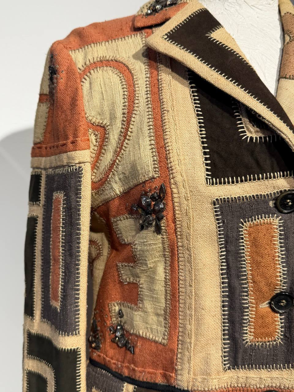 GIACCA ETRO MILANO SETA PATCHWORK RICAMATA Tg 42