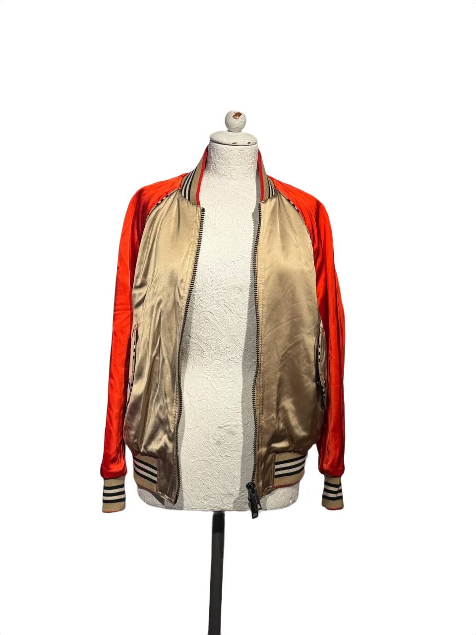 BOMBER BURBERRY SATINATO ORO/ARANCIO TB Tg 38