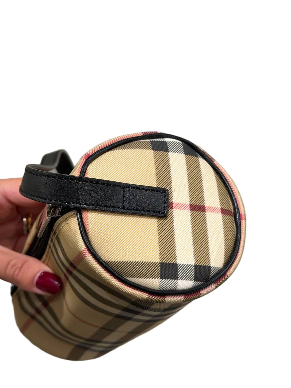 CILIDRO A MANO BURBERRY CHECK MANICO PELLE NERA