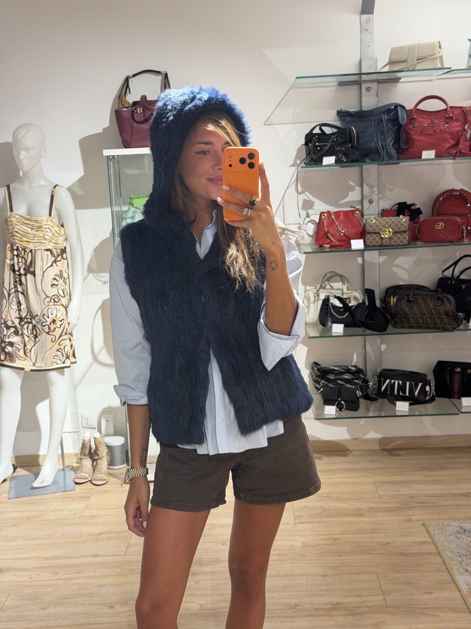 SMANICATO LAPIN BLU CON CAPPUCCIO Tg 40