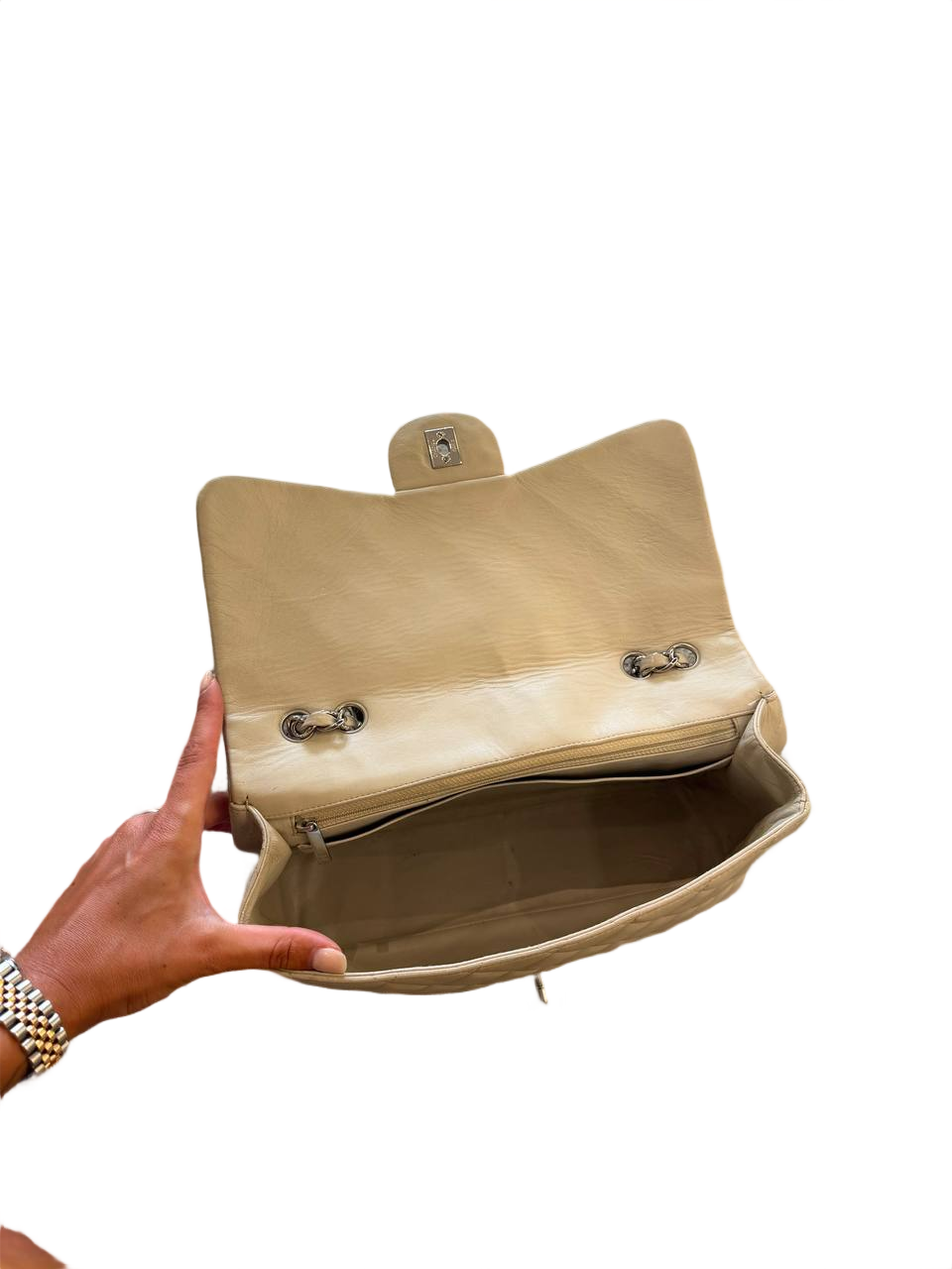 CHANEL JUMBO SINGLE FLAP PELLE TRAPUNTATA BEIGE CHIARO