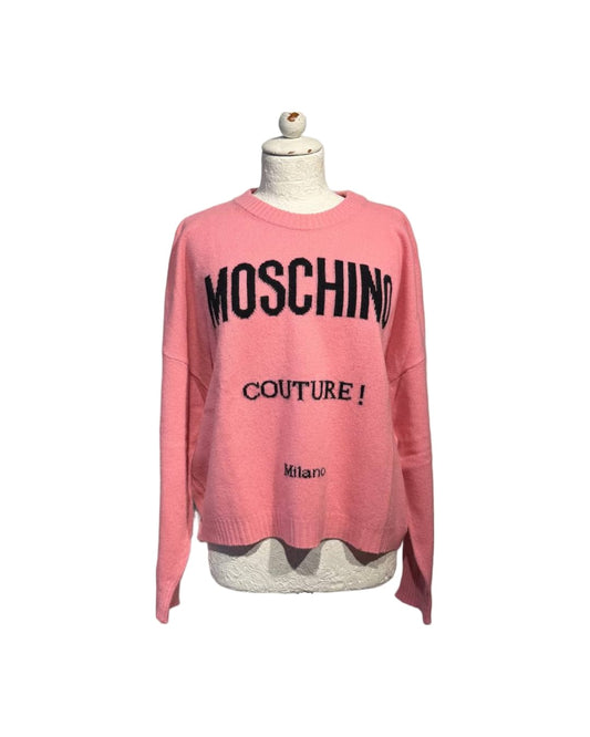 MAGLIONE MOSCHINO COUTURE ROSA LOGO Tg 38