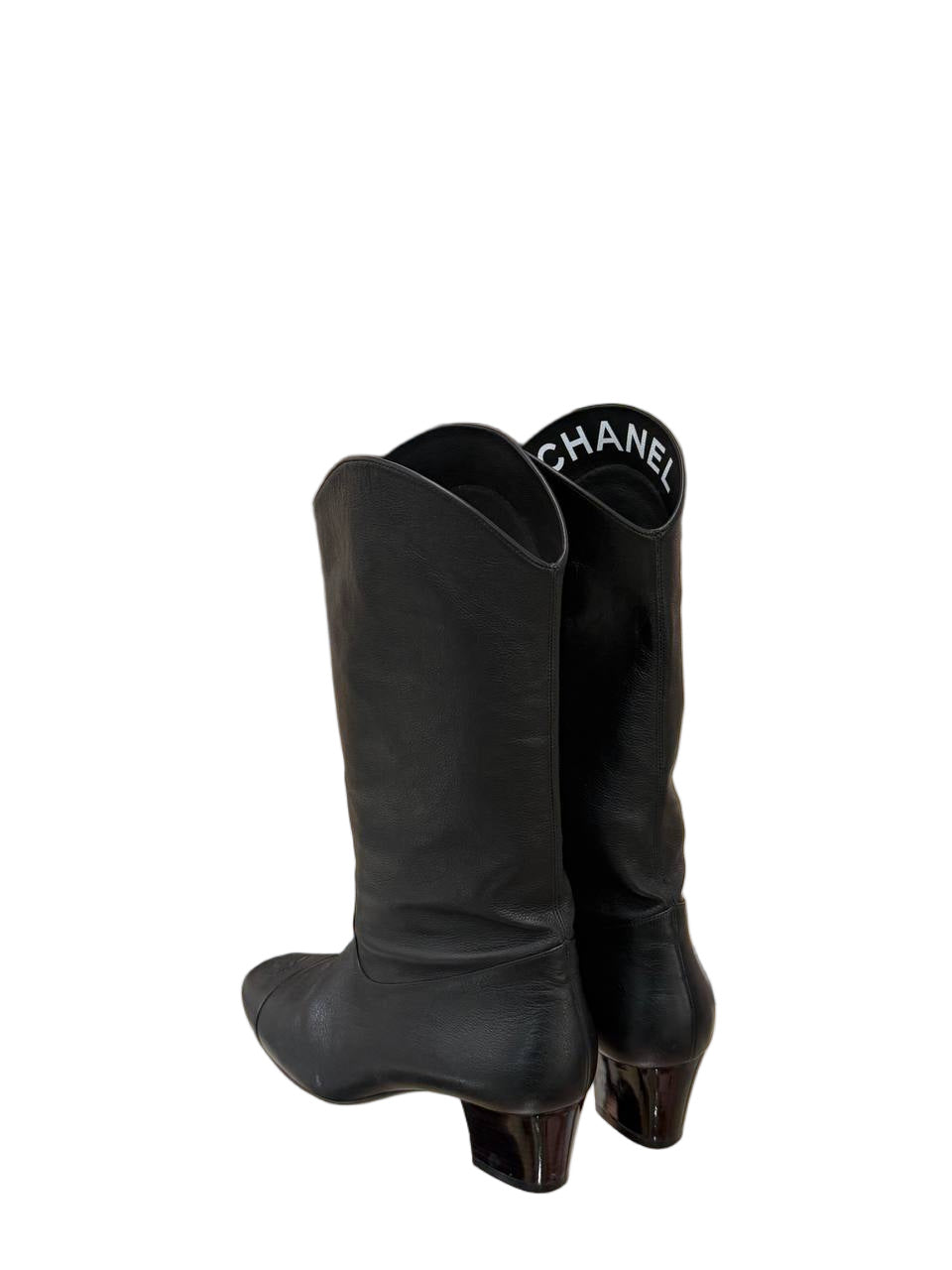 STIVALI CHANEL NERI IN PELLE LOGO CC Nr 37