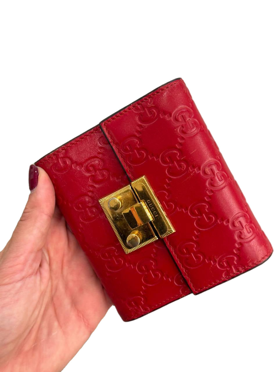 PICCOLO PORTAFOGLIO GUCCI PELLE IMPRESSA ROSSA