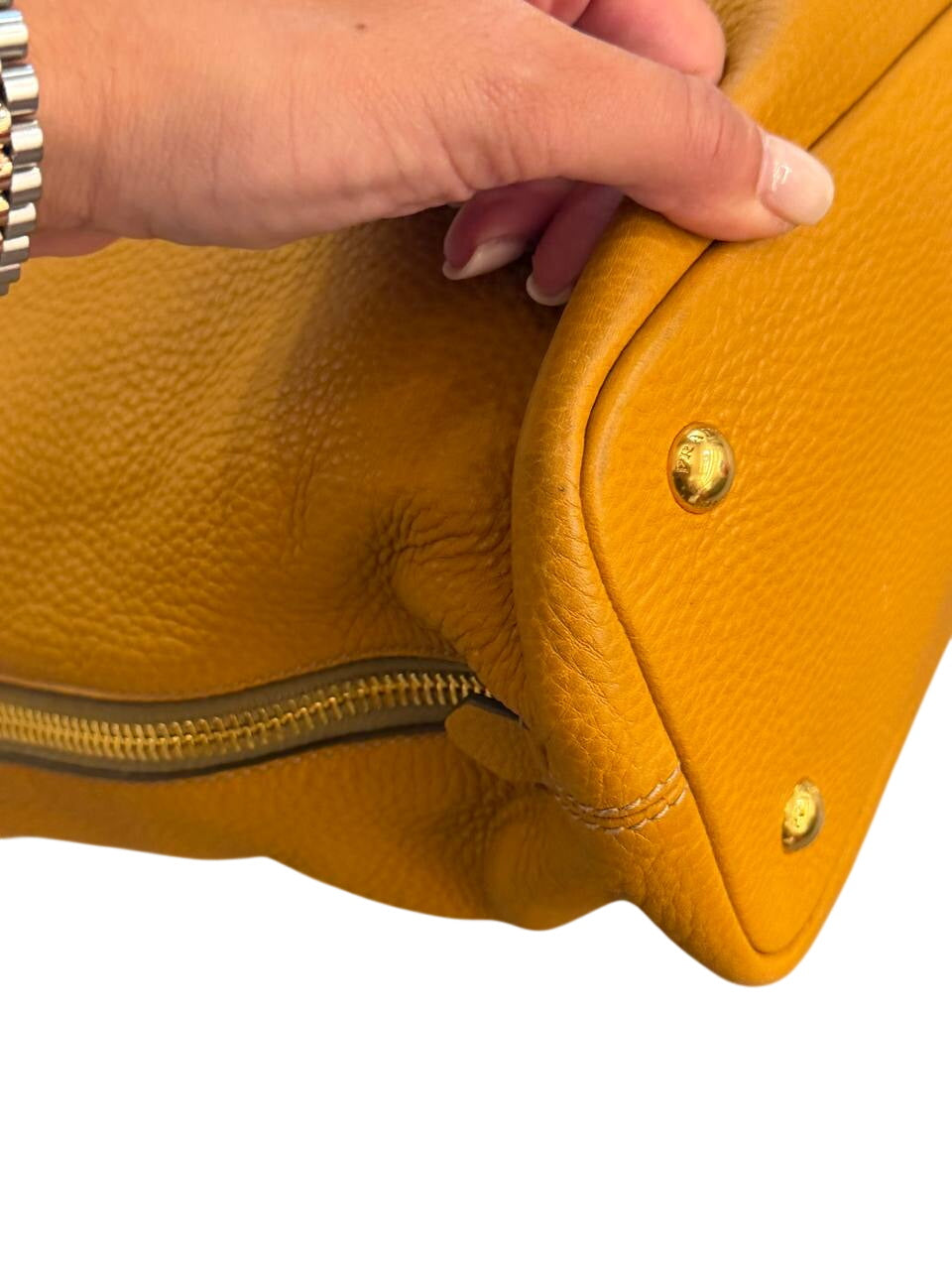 TOTE BAG PRADA PELLE VITELLO  OCRA / SENAPE