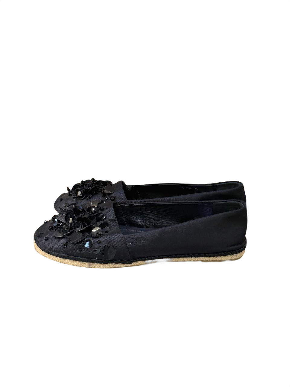 BALLERINE ESPADRILLAS DIOR ESPADRILLAS NERE FIORI E PERLINE Nr 41