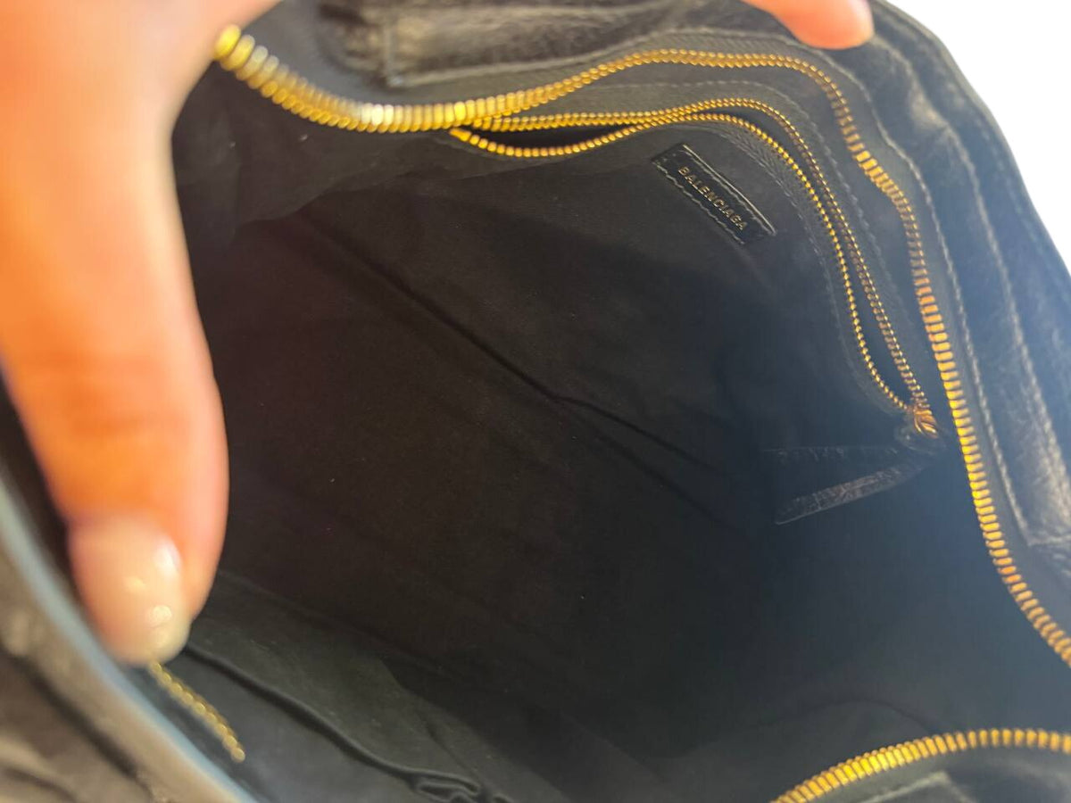 BALENCIAGA CITY SMALL PELLE NERA HARDWARE ORO