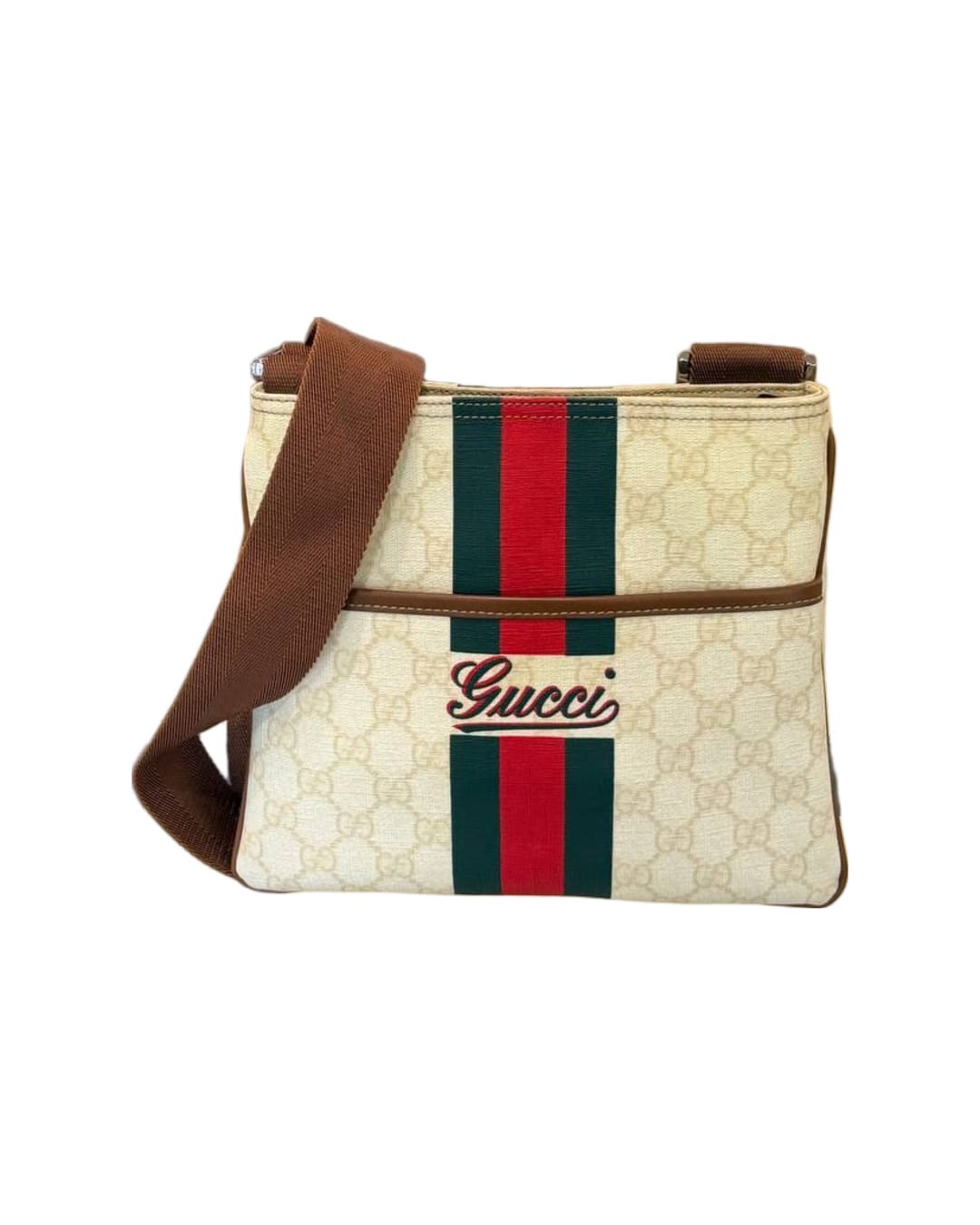 BORSA A TRACOLLA GUCCI GG CREMA FASCIA WEB