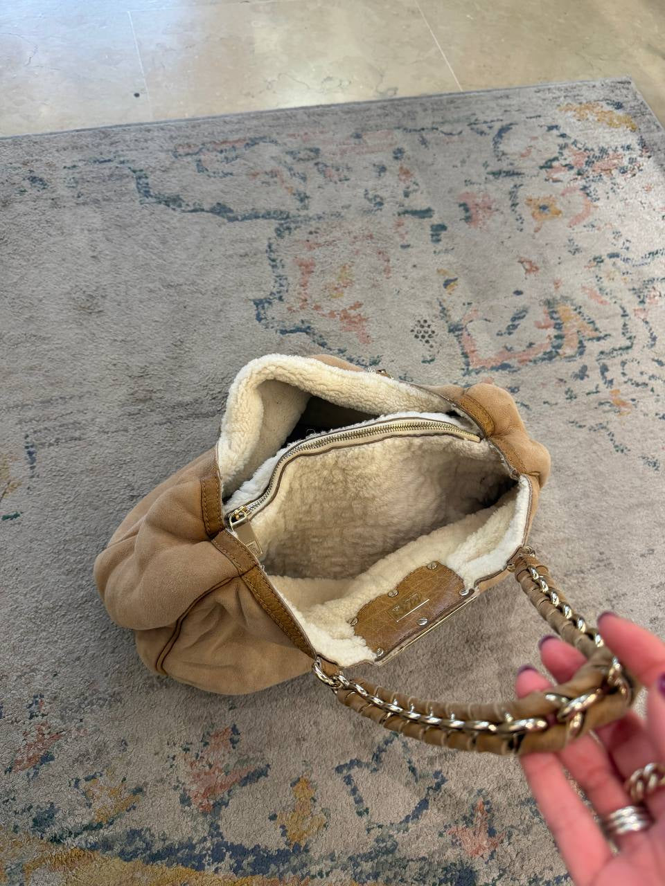 FENDI MIA CAMOSCIO BEIGE INTERNO MONTONE