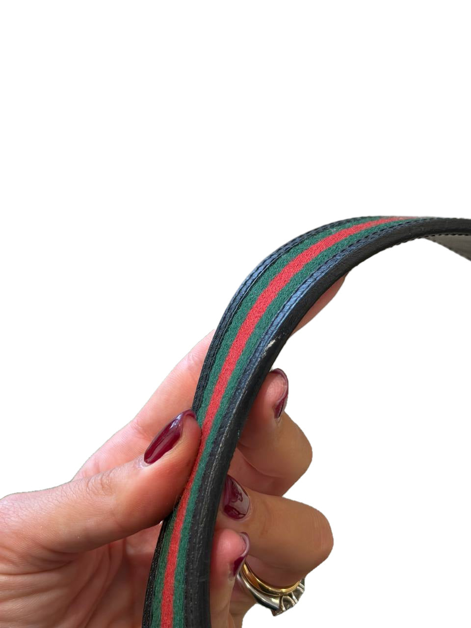CINTURA GUCCI FASCIA WEB E RIFINITURE NERE MISURA 85