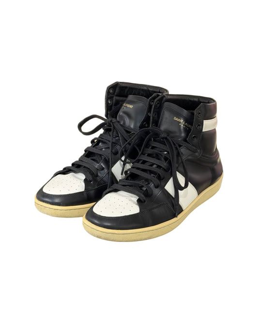 SNEAKERS SAINT LAURENT SL/10H  ALTA BICOLOR BIANCO E NERO Nr 41.5
