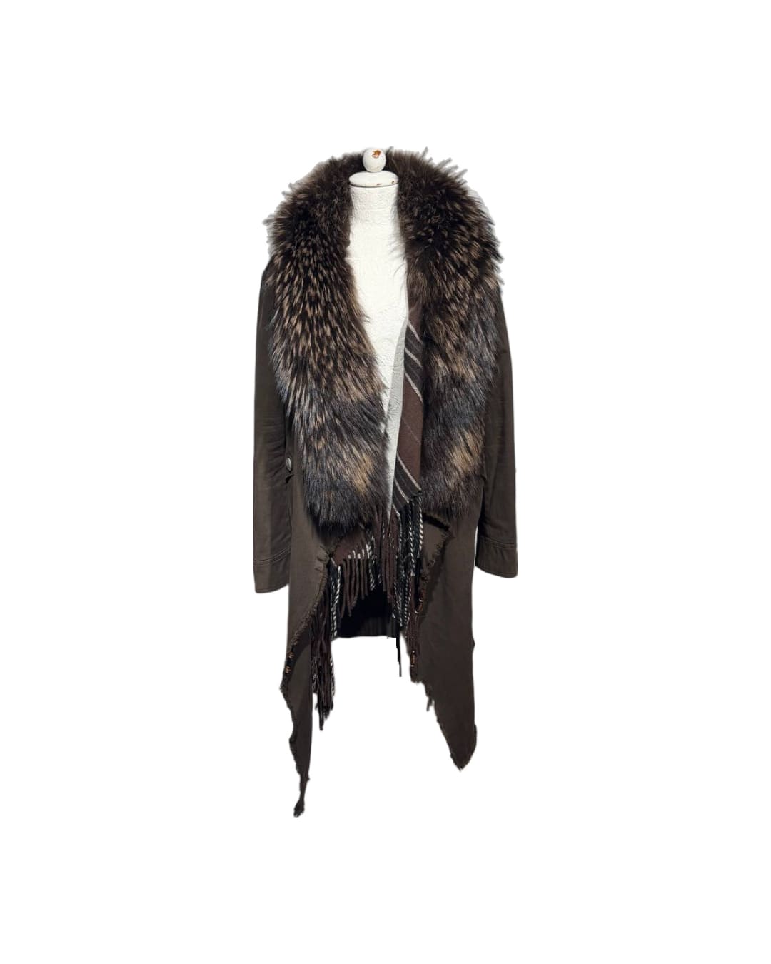 CAPPOTTO MARRONE DELUXE 2 PZ CON PELO VOLPE Tg 44