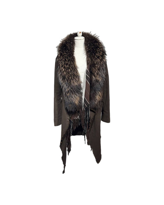 CAPPOTTO MARRONE DELUXE 2 PZ CON PELO VOLPE Tg 44