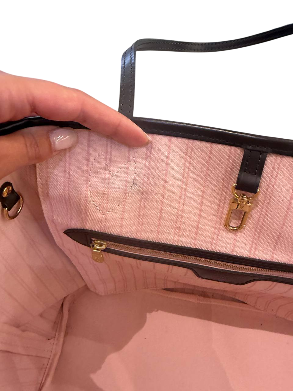 LOUIS VUITTON NEVERFULL MM  DAMIER EBENE INTERNO ROSA