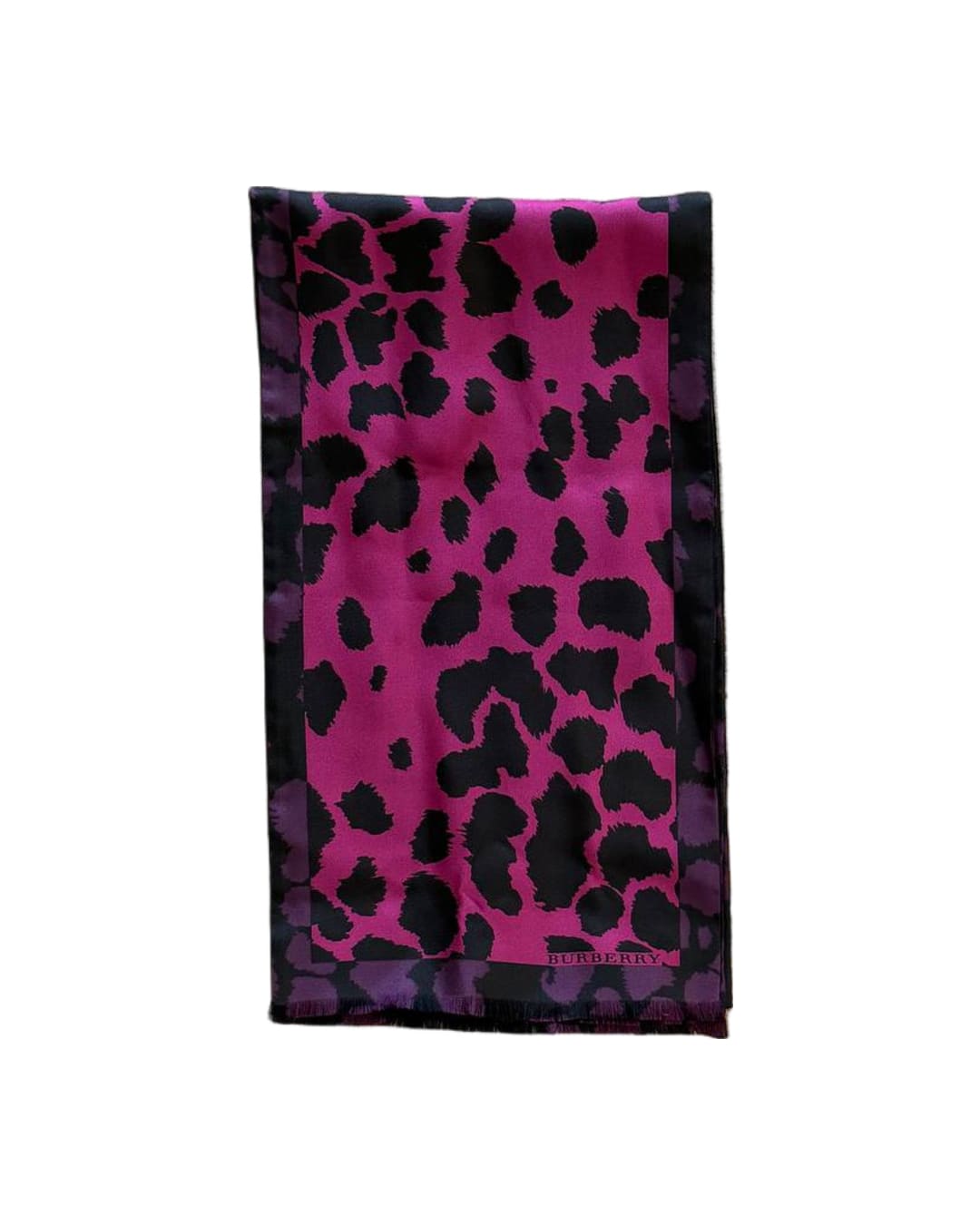 FOULARD SETA BURBERRY STAMPA LEOPARDATA TONI FUCSIA
