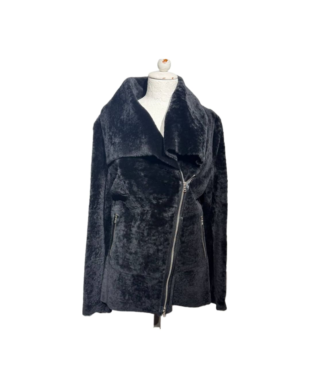 GIACCA MONTONE DROME NERO con ZIP ASIMMETRICA Tg L