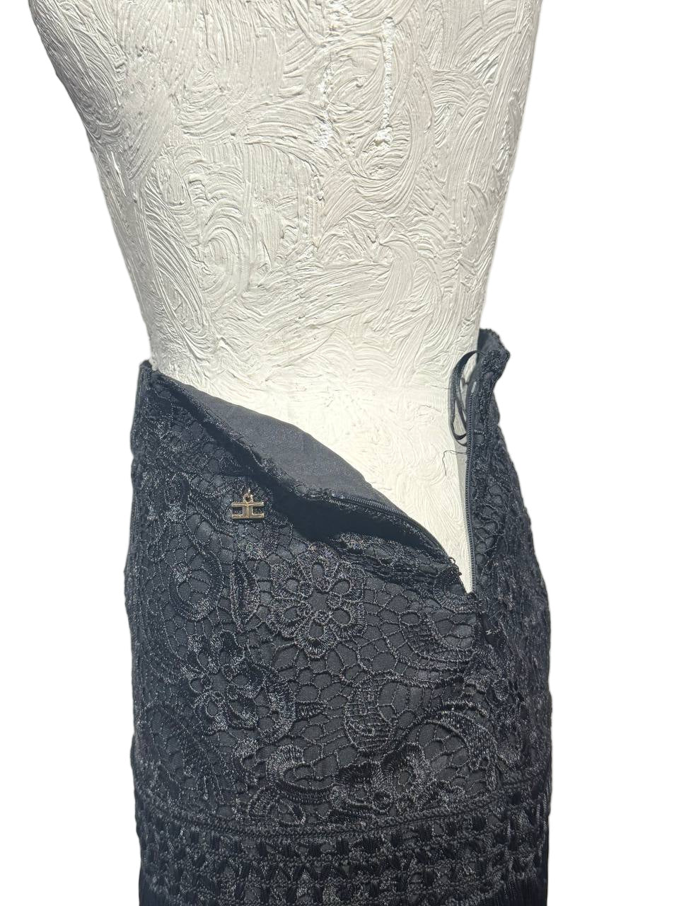 GONNA ELISABETTA FRANCHI PIZZO E FRANGE NERA Tg 40