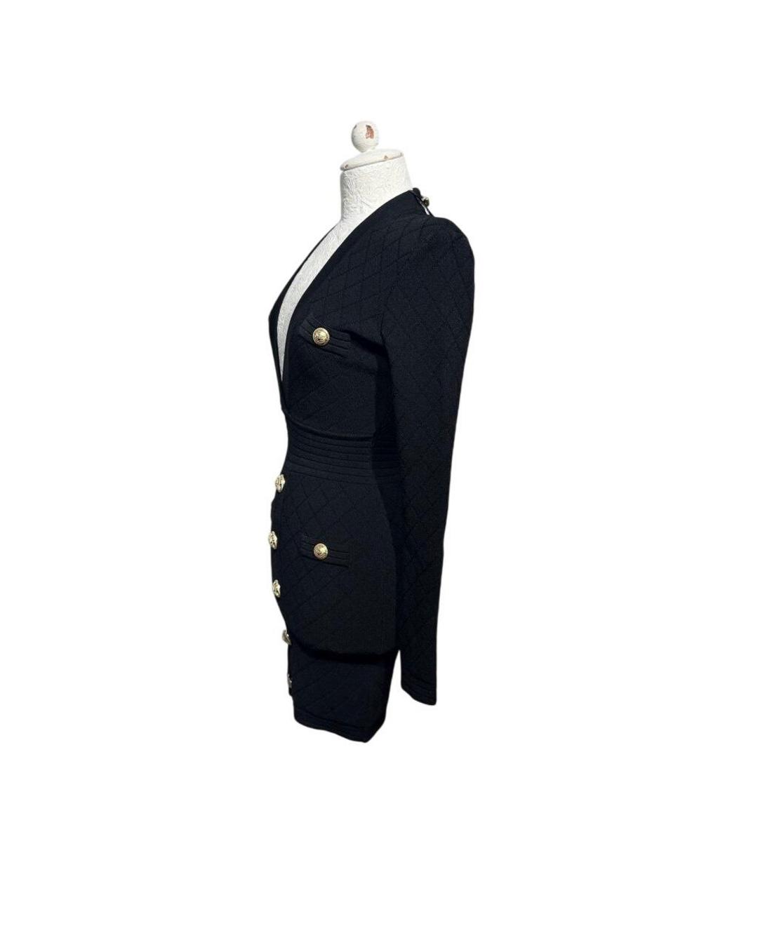 BALMAIN PARIS ABITO MAGLIA NERA BOTTONI DORATI Tg 38
